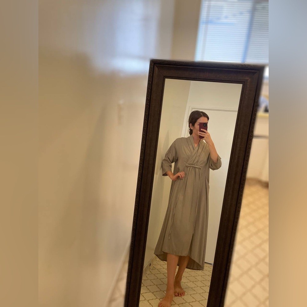 Taupe Minimal Flowy Midi Dress